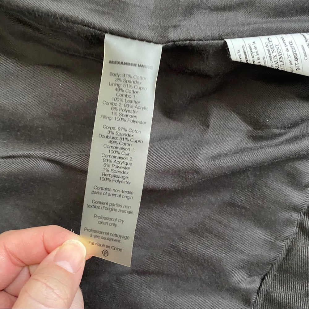 T by Alexander Wang bomber leather sleeve jacket - Picture 5 of 12
